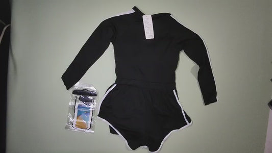 [229]GM    2025 New Long-sleeve Women's One-Piece Swimsuit Slimming Tummy Control Modest Sun Protection for Students Training Sports Hot Spring