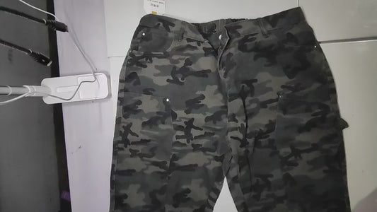 [110]GS   XXL Plus Size American Camouflage Jeans for Curvy Women, High Waist Straight Leg Loose Fit High Street Wide Leg Work Pants 2