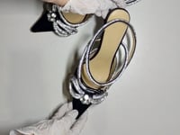 [600]M High Version 25 New Mach Mach Pointed Toe Bow Rhinestone High Heel Closed Toe Silk Glitter Sexy Sandals