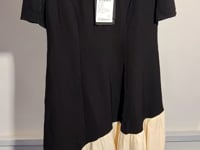[702]N  Dushu Plus Size Women's [Black Label Series] 2025 Summer Elegant Party French Color-Blocked Mermaid Short-Sleeve Dress