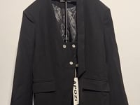 [663]N  APOZi Limited Indigo Dyeing Ribbon Blazer with New Chinese-Style Buttons Solid Color Minimalist Women's Jacket