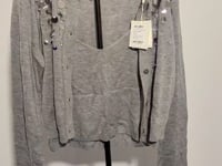[675]G   ORG Gray French Casual Exquisite Sequin Long Sleeve Sun Protection Cardigan Strapless Vest Set Spring/Summer 2025