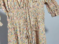 [503]G   2025 Spring/Summer Women's Floral Print Country Style Square Neck Ruffled Short Sleeve Backless Bodycon Dress French Indie