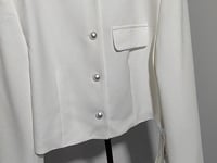 [834]G   Shangdubila White Chanel Style Women's 2025 Spring New Arrival Round Neck Short Cardigan Office Wear Straight Shoulder Top