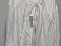 [643]G    2025 Spring/Summer New Collection French Elegance Lyocell Acetate Ribbon Slightly Sheer White Shirt Women's Lightweight Long-Sleeve Top