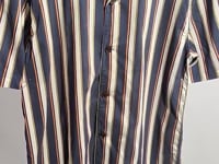 [861]G  [Star Edition] SKARO Ice Silk Cuban Collar Men's Retro Stripe Short-Sleeve Shirt Business Casual Summer