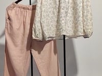 [213]G      Peach and Apricot Wilderness!! Orange Sea! High-End Floral Print 100% Cotton Double-Layer Gauze Women's Spring Autumn Set