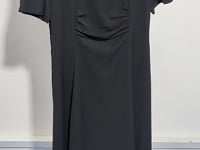 [190]G    Dushu Plus Size Women's Designer Cut-Out Square Neck Pleated Dress 2025 Summer New Arrival Black Mid-Length Dress