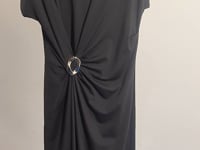 [426]G  MEIYANG Sculpted Black Dress Muse Goddess~ Tencel Roman Fabric Draped Pleated Round Neck Long Dress U