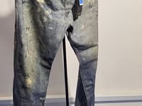 [704]N haonanhuang kangli digital printing ink splatter stains washed vintage distressed loose slim leg jeans