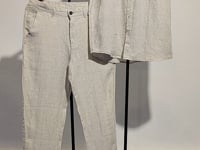 [920] Men's Linen Suit: Long-Sleeved Casual Loose Cotton-Linen Shirt and Pants Set, Thin Summer Style, White, for Spring and Autumn