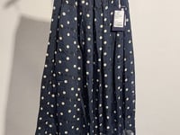 [967] COCO ZONE Liu Yiyi [100% Ramie] Polka Dot Slimming Simple Elastic Waist A-Line Skirt for Women