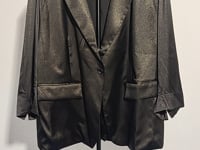[874] Luxurious Elegance! Minimalist Satin Jacket with Gold Thread Accents - Genuine Silk Single-Button Suit Jacket, Silky Smooth and Slim-Fitting Mulberry Silk Short Coat