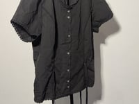 [201]N [In Stock] Korean Zaenio Shirt Lace Trim Short-Sleeved Elegant Feminine Sweet Tie-Waist Blouse for Women