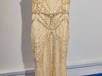 [611]N Heavy Industry Evening Gown Women's High-End Feel Golden Beautiful High-End Banquet Host Mermaid Engagement Dress Toast Dress Bride