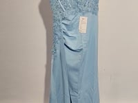 [856]N Xin X HONG GONG HIGH-END EVENING DRESS BLUE ELEGANT FISHBONE EMBROIDERY STRAP TASS