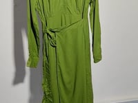 [643]G   2025 Summer Stylish and Unique French-Chic Green Linen Dress for Women with High-End Waist-Cinching Design