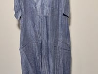 [126]G  GUYUN DVO Women's V-Neck Embroidered 100% Linen Dress, Loose Fit Plus Size Summer Vacation Robe, Dirt-Dyed Design for Slimming and Height-Enhancing Look