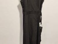 [837]N Instantly become an elegant goddess! Th*y linen blend sleeveless wrap cod-fastened belt dress irregular elegant
