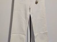 [178]G   Lowey "Timeless Simplicity Classic White High-Waisted Wide-Leg Jeans Cropped Pants