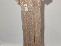 [573]G   [Mega Sale] 2025 New Women's Evening Gown - Premium Rose Gold Mermaid Sequin Dress with Heavy Embellishments for Hosts and Elegant Occasions