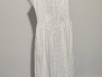 [088]G   French-style Rixo-inspired elegant white hollow-out sleeveless slip dress, summer vacation cinched-waist A-line puff dress