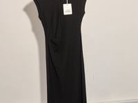 [466]G   Elegant Old Money Minimalist Commuter Deep U-Neck Slim-Fit Textured Acetate Dress for a Flattering Silhouette