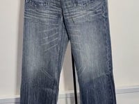 [366]G   SMIIILE Vintage Washed Loose Mid-Low Rise Wide-Leg Jeans for Women, Spring/Summer Side-Button Striped Straight长裤
