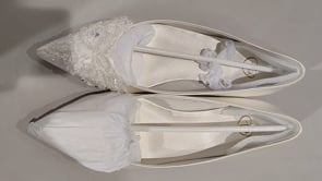 [735]N Monobabie Wedding Shoes for Women, White Bride's Dress High Heels with Crystal Details, Open-Toe Style