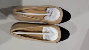 [021]N Uncle Wu's high heels round toe little Chanel style color blocking genuine leather large size sandals women summer versatile low heel women's shoes
