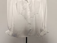 [678]N [Party Price] Vero Moda Shirt 2024 Autumn New Ruffled Three-Quarter Sleeve V-Neck Bowtie White Shirt 324431008