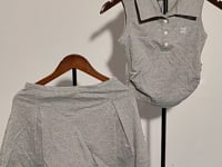 [016]N MuuRos American Sweetheart Summer Sports Gray Preppy Skirt Set Women's Summer Outfit Shorts