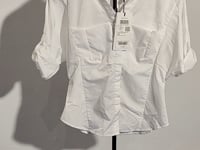 [622]G    Vero Moda Women's 2025 Summer New Collection Elegant Commuter V-Neck Long-Sleeve White Shirt 325231002