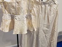 [273]G    ultra-popular Chinese-style women's clothing, high-end national style dress apricot sleeveless top satin skirt