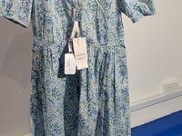 [648]N Fresh floral v-neck short sleeve loose wide swing dress UK liberty imported fabric 25 summer style