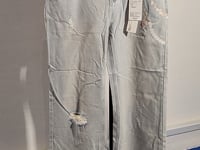 [101]M [Moon Tide Shell Trace] Uena American Retro Shell and Pearl Necklace Printed Washed Vintage Straight Jeans for Women