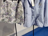 [041]G   This year's popular stylish suit set with elegant, high-end Chanel-inspired style: blue blazer paired with floral dress