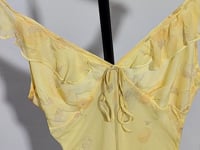 [072]M   Zhong Chuxi's Style Yellow French Silk Print Ruffle Strap Elegant Long Dress by The Heidi