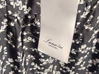 [584]N Luna7xi Black Polka Dot Long Dress, Irregular One-Shoulder