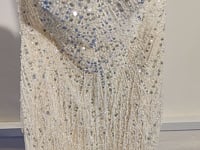 [145]N Waist Backless Short Skirt Tassel Sequin Tube Top Dress