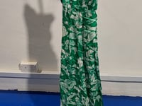 [235]G    ORG Viscose Fluid Green Floral Resort-Style Elegant Long Slip Dress for Summer