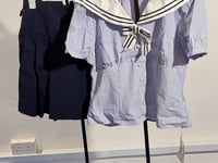 [834]NG   Women's Summer Navy Collar Shirt + Slimming Skirt Two-Piece Set