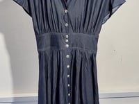 [757]MM  navy blue work-style sleeveless dress women 2025 summer new mature temperament slim fit wide-skirt dress