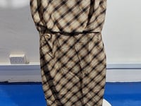 [995]NG     Retro Elegant Romantic Tone-Waist Off-Shoulder Plaid Pencil Dress