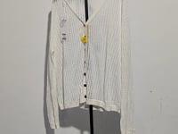 [702]G    [Carnival Price] EFVEE V-neck linen sun-protection cardigan for women, summer hollow-out ribbed knit air-conditioning shirt