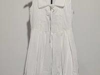[820]G   Babymoon New Summer Women's White Sleeveless Pleated Mini Dress with Large Collar in Preppy Academy Style