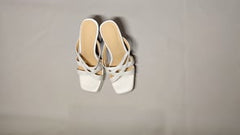 [941]G  Uncle Bear Handmade Women's Shoes 11.5cm Waterproof Platform Thick Heel High Heel Sandals 2025 Slippers Top Layer Cowhide Off-White