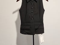 [404]G   WANGXO | High-count, high-density twill woven fabric | Jewelry-grade buttons | Tailored waist-cinching sleeveless lapel vest