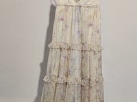 [173]N Ever since then, French floral spaghetti strap dress, beach and seaside maxi dress, vacation-style long cinched-waist mini dress for women, summer collection