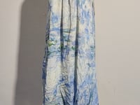 [495]G      Sanliangshi Blue Camisole Dress Summer Beach Vacation Printed Chiffon Long Skirt with Bioluminescent Sea Coral Pattern